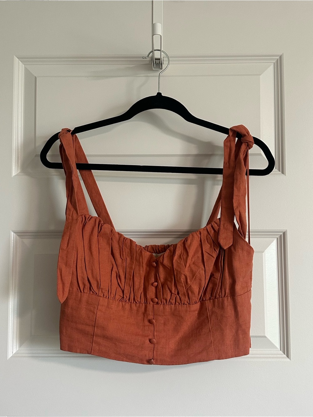 Altar’s State Cropped Linen Top size large